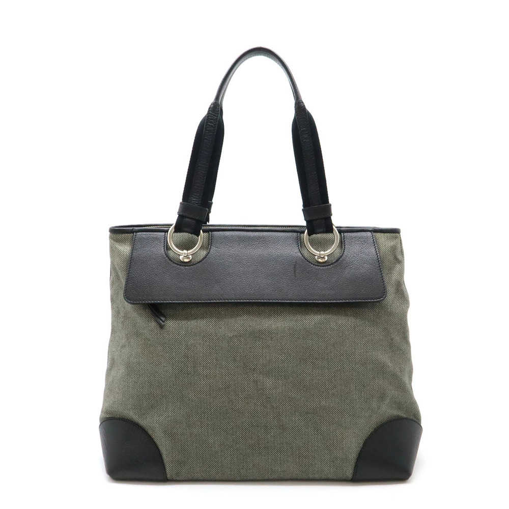BOTTEGA VENETA Tote Bag Leather Canvas Black Gray
